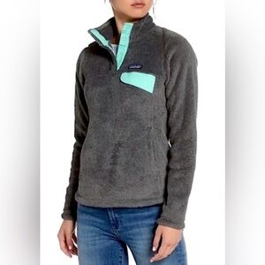 Patagonia XL Re-Tool Snap-T Pullover Polartec Feather Grey & Green EXTRA LARGE